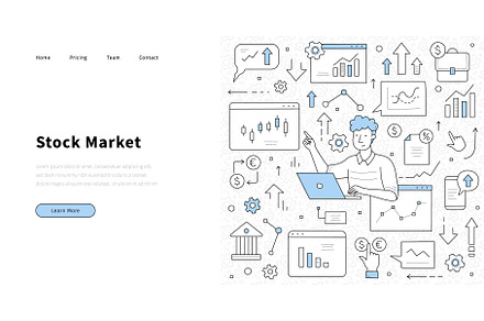 Stock market doodle landing page, a Business Photo by art PVP - market