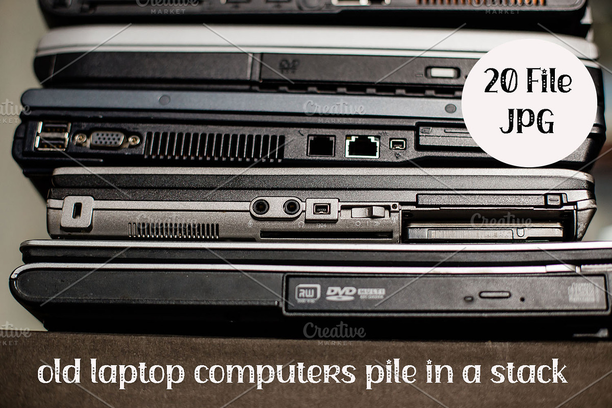 old laptop computers bundle, a Technology Photo by VetalStock (Photo 1 of 7)