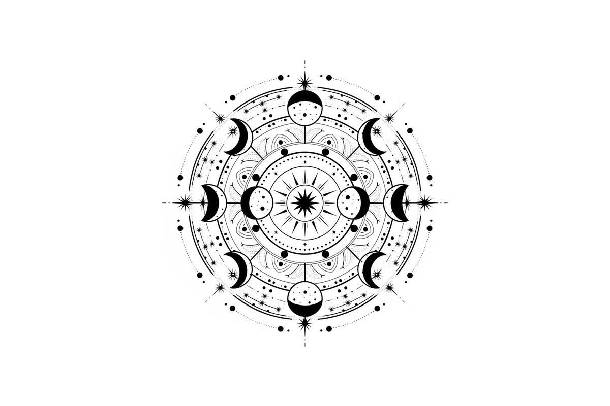 Moon Phase Mandala SVG Bundle, an Illustration by yasushie (Photo 6 of 31)