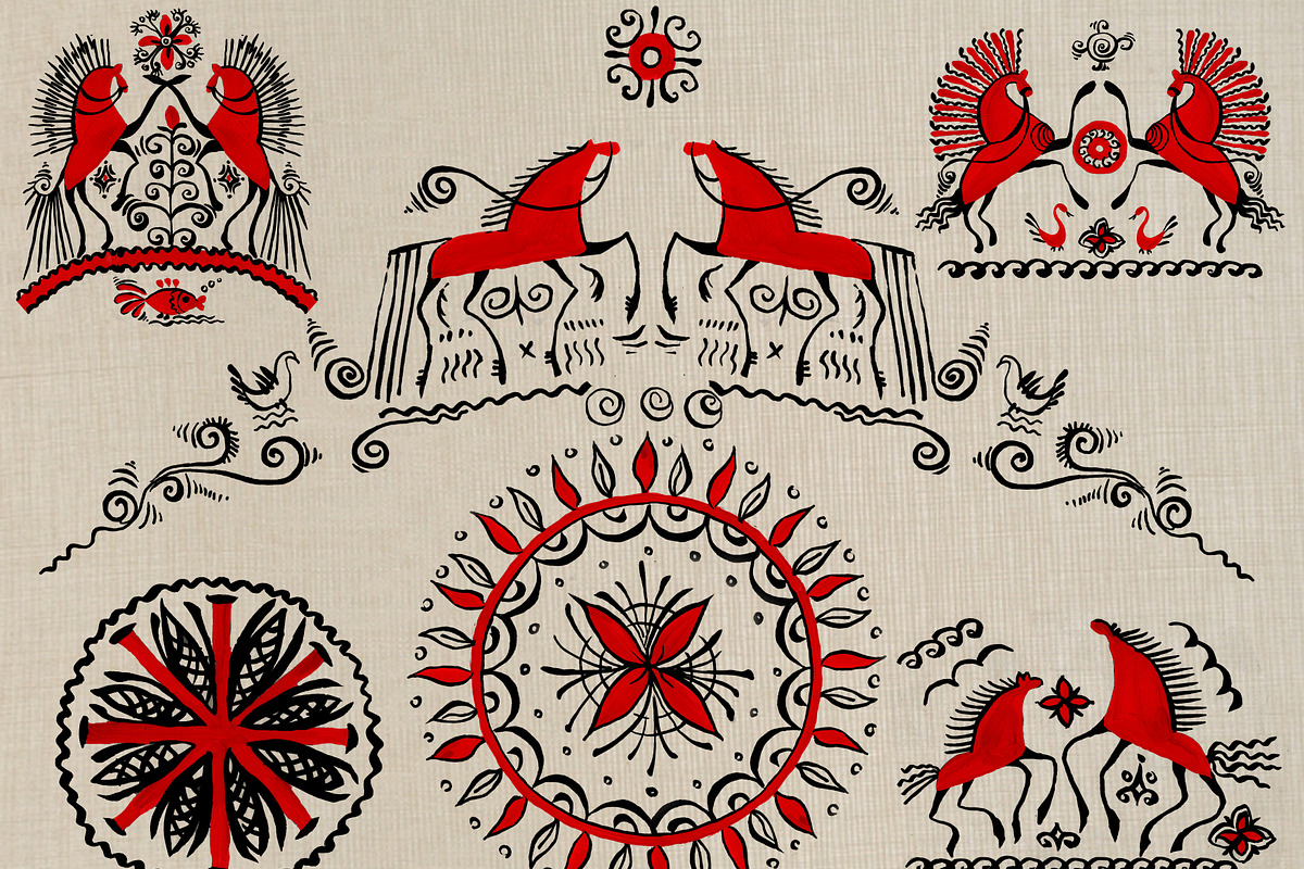 RED Horses handdrawn SET, an Illustration by denisespinoza (Photo 5 of 5)