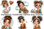 Whimsical Valentine Coffee Girl Clip, an Illustration by OK Design (Thumbnail 2 of 6)