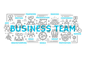 Business team line icons, a Finance Illustration by Vector Tradition