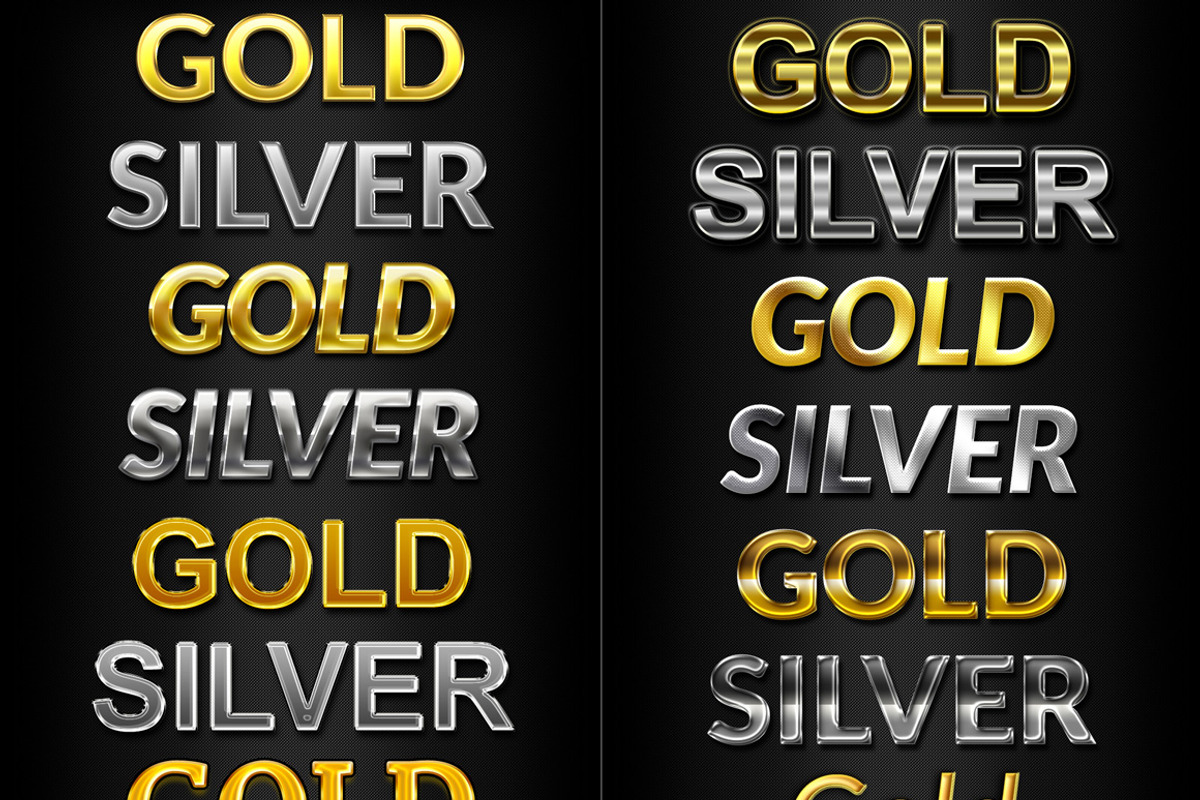 50 Gold & Silver Text Styles, a Layer Style Add-On by Graphicsfuel (Photo 2 of 3)