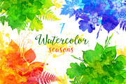 7 watercolor vector seasons banners, a Texture Graphic by Art of Sun (Thumbnail 1 of 3)