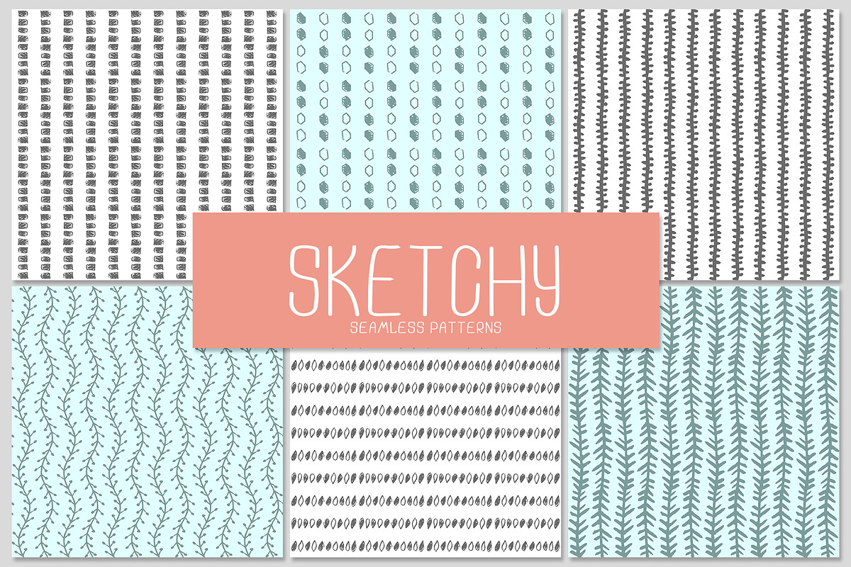 6 SKETCHY seamless patterns, a Pattern Graphic by SomStock (Photo 1 of 7)