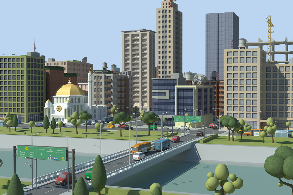 Realistic Lowpoly Simple City VR/AR, an Environmental 3D Model by NOMODOL (Photo 26 of 59)