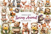 Woodland Spring Floral Cute Animal, an Illustration by CreationArt (Thumbnail 1 of 5)