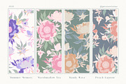 Seamless pattern set with peonies., a Decorative Illustration by GenziWorkshop (Thumbnail 2 of 12)