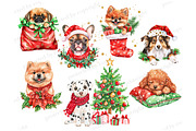 Christmas Puppies Clipart, a Seasonal Illustration by GlamArtZhanna (Thumbnail 4 of 6)