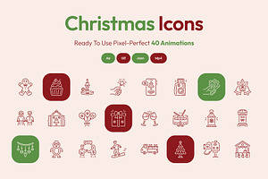 Animated Christmas Icons Art Set, an Outline Icon by Prosymbols