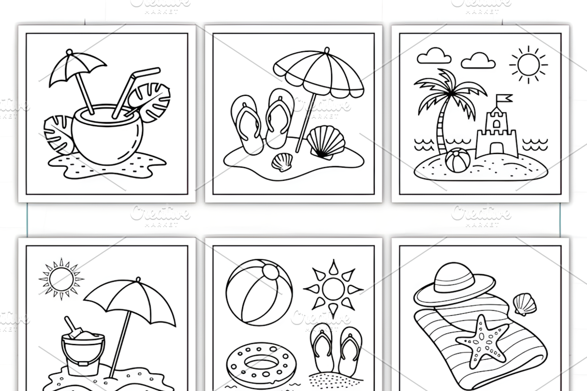 Summer Coloring Pages For Kids, a Seasonal Illustration by Ink Gallery (Photo 3 of 4)