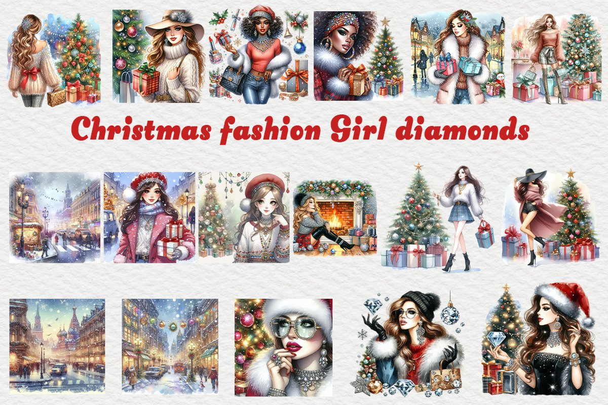 Christmas fashion Girl diamonds png, a Seasonal Illustration by FITALARTSNEDIGI (Photo 5 of 10)