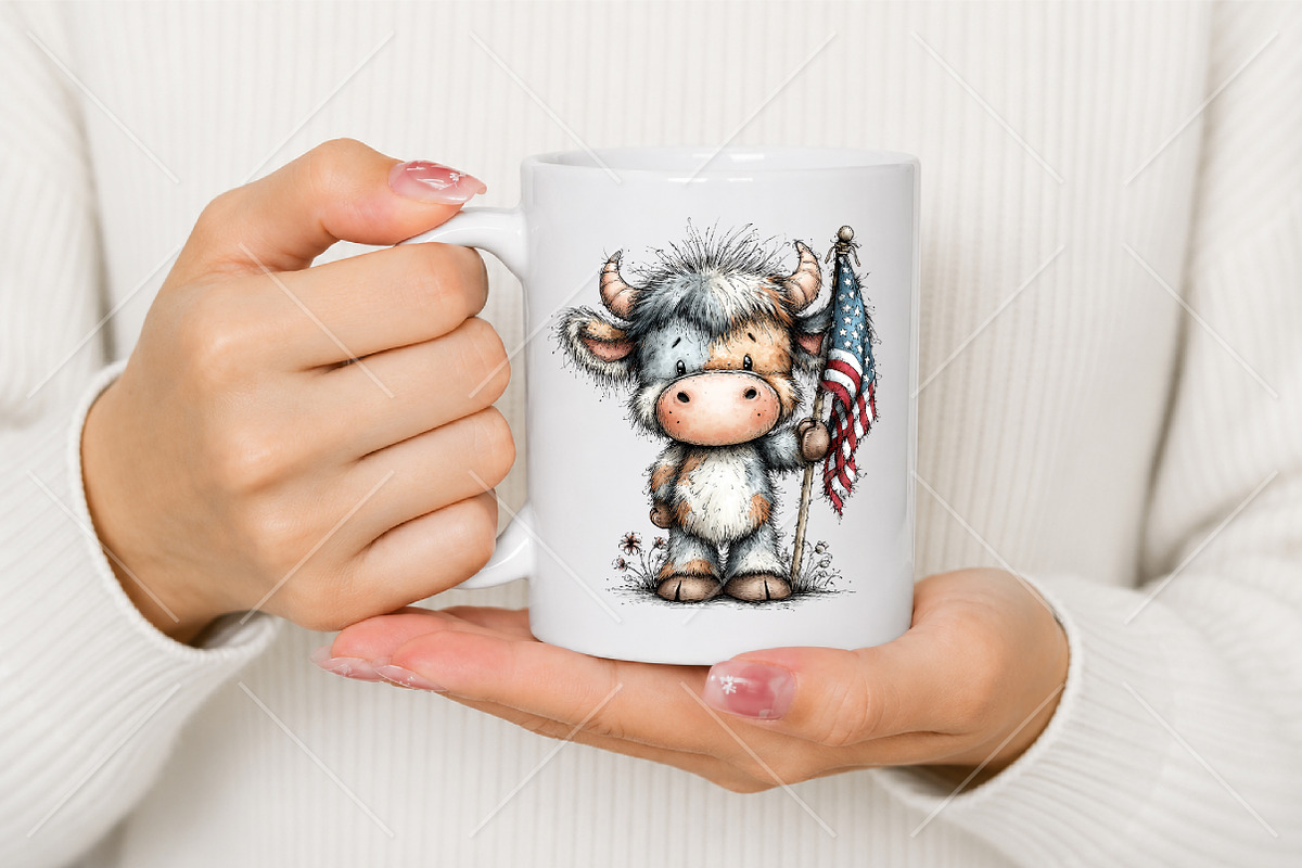 Whimsical 4th of July Highland Cow, a Seasonal Illustration by Canvas Craft (Photo 9 of 10)
