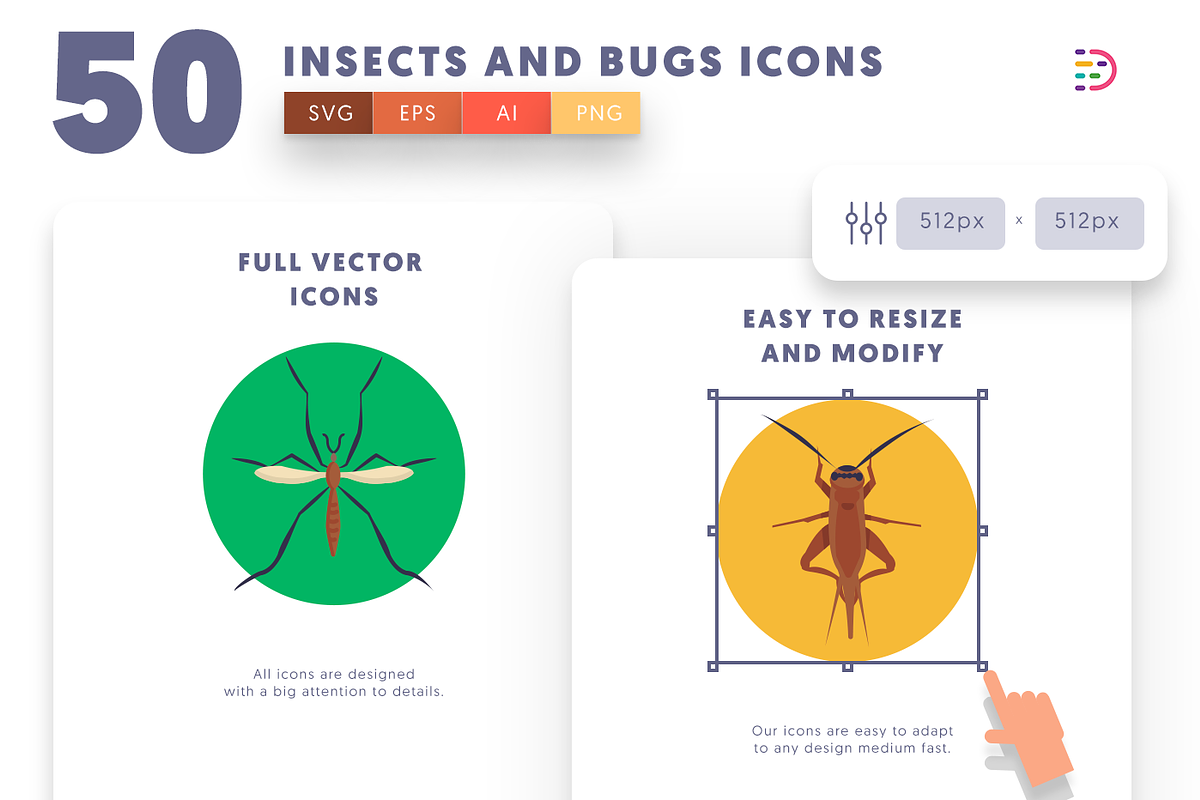 50 Insects and Bugs Icons, an Outline Icon by Dighital (Photo 7 of 10)