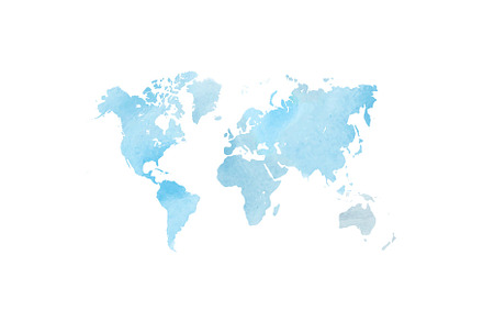 Blue watercolor map of World. Vector