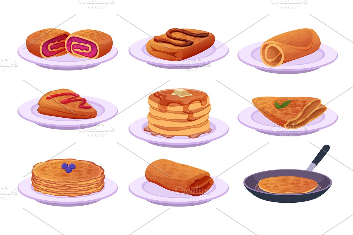 Pancakes. Dessert food with, a Food Illustration by Onyx