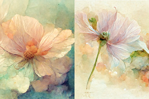 Soft Watercolour Flowers Set