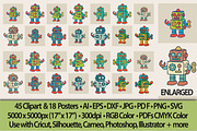 Retro Toy Robots Clipart & Posters, an Object Graphic by Blynn Pippen (Thumbnail 2 of 23)