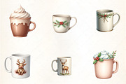 Christmas Mugs Watercolor Clipart, an Illustration by CrexoraLab (Thumbnail 4 of 5)