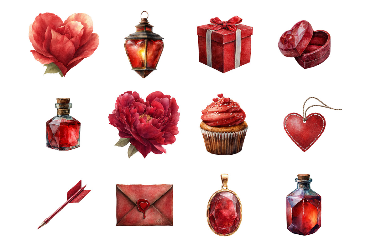 Red Valentines Clipart, an Illustration by Design Market (Photo 2 of 3)