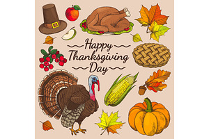 Happy Thanksgiving Day Promo Vector Illustration