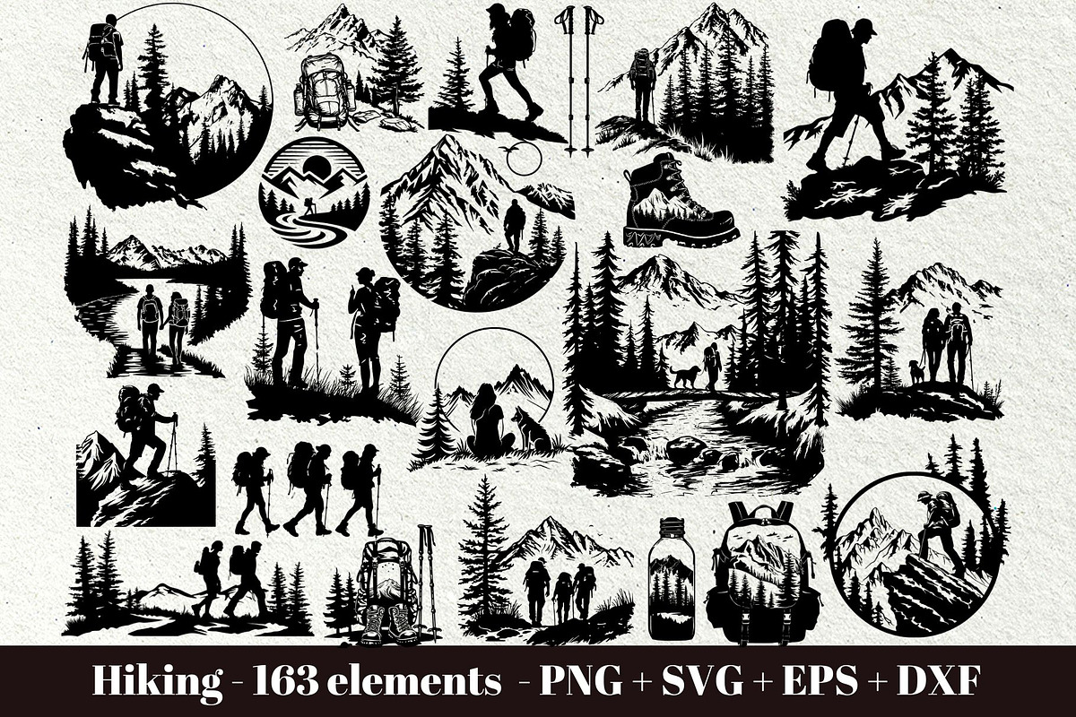 Hiking Svg Bundle, a Person Illustration by DENIDigitalArtSudio (Photo 1 of 9)
