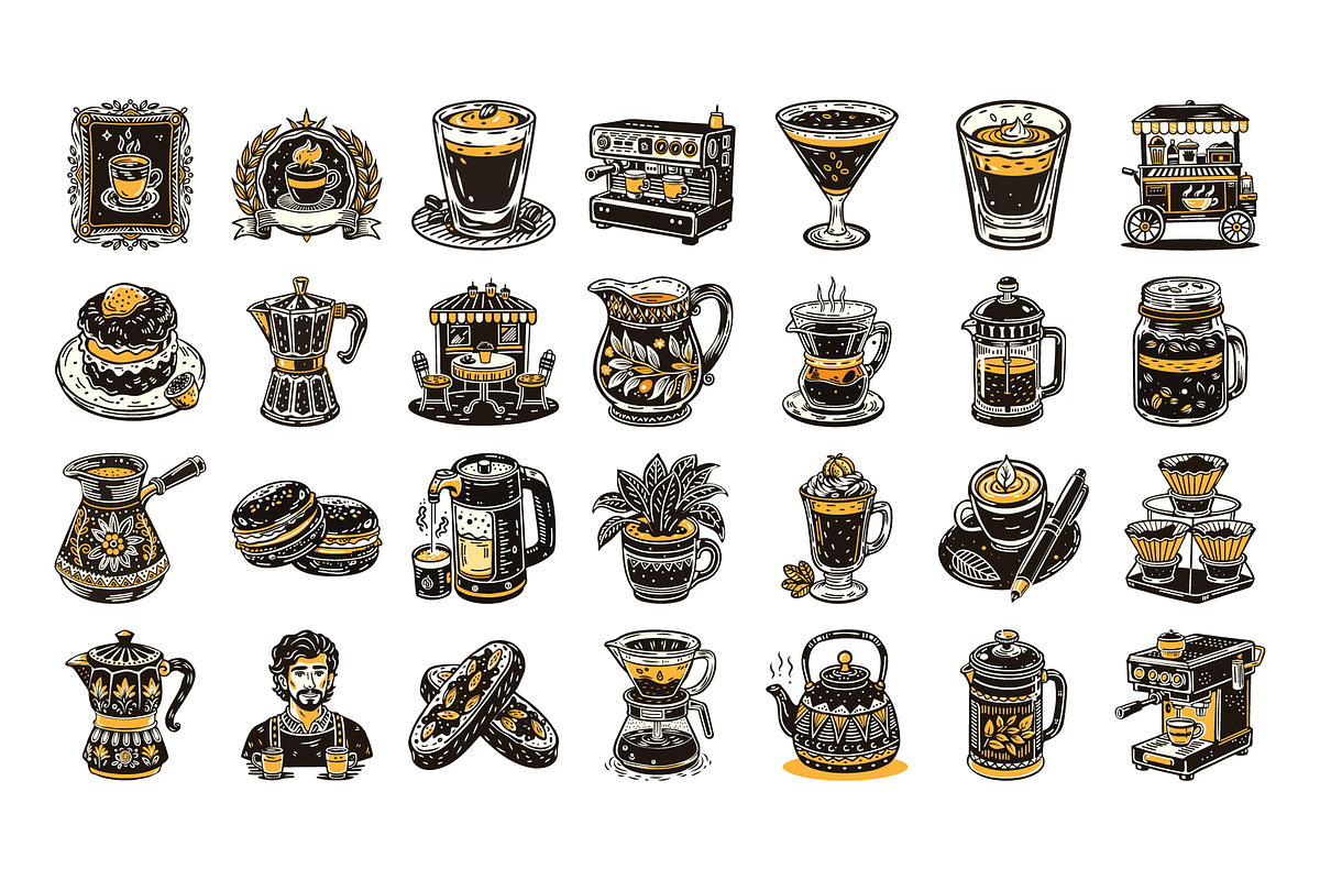 Vintage Style Coffee Shop, an Outline Icon by Vector Portal (Photo 3 of 6)