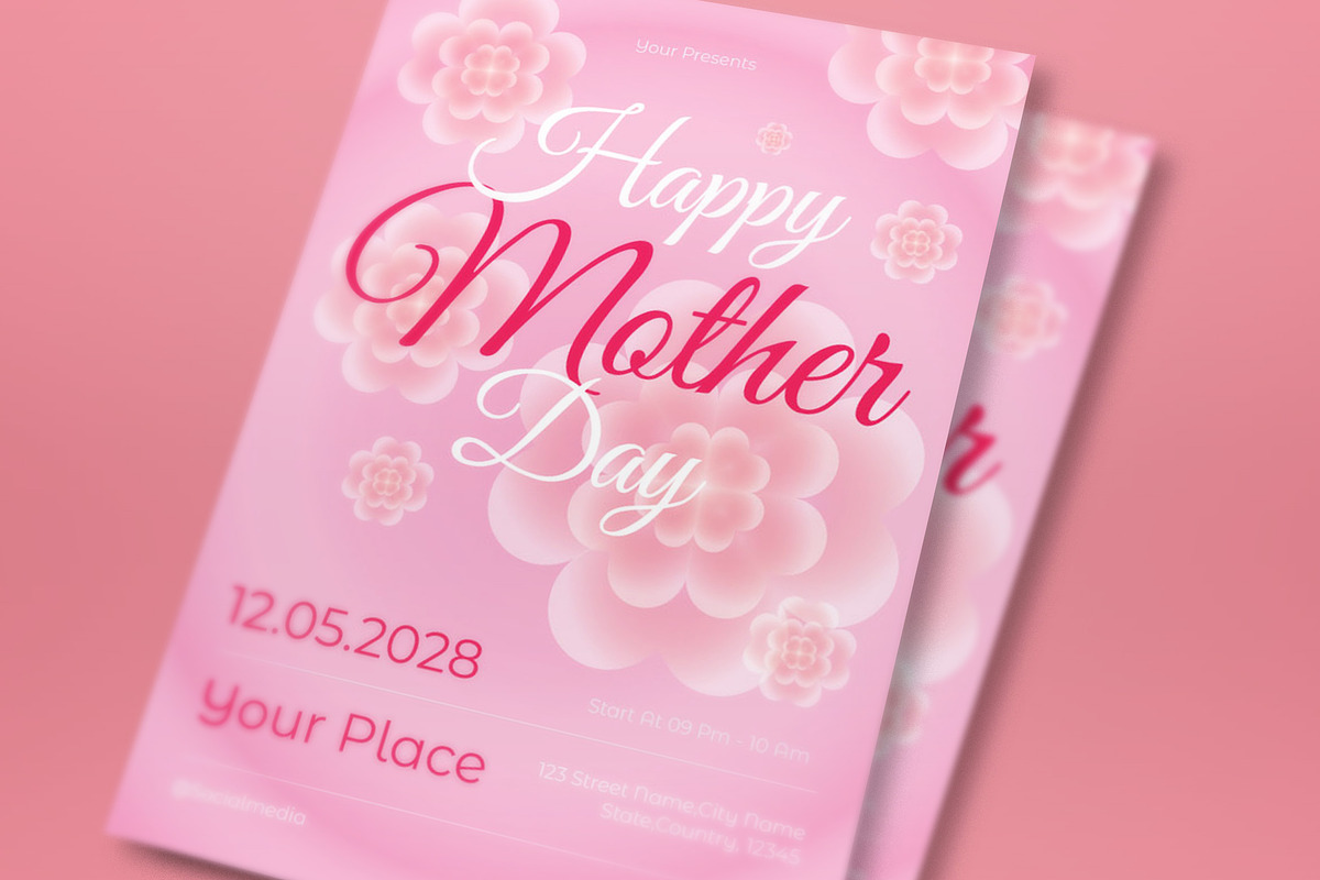 Pink Gradient Mother's Day Flyer Set, a Flyer Template by graphicook (Photo 2 of 3)