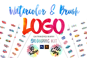 Watercolor & Brush Stroke Logos Kit, a Branding & Logo Template by AN Productions (Thumbnail 1 of 50)
