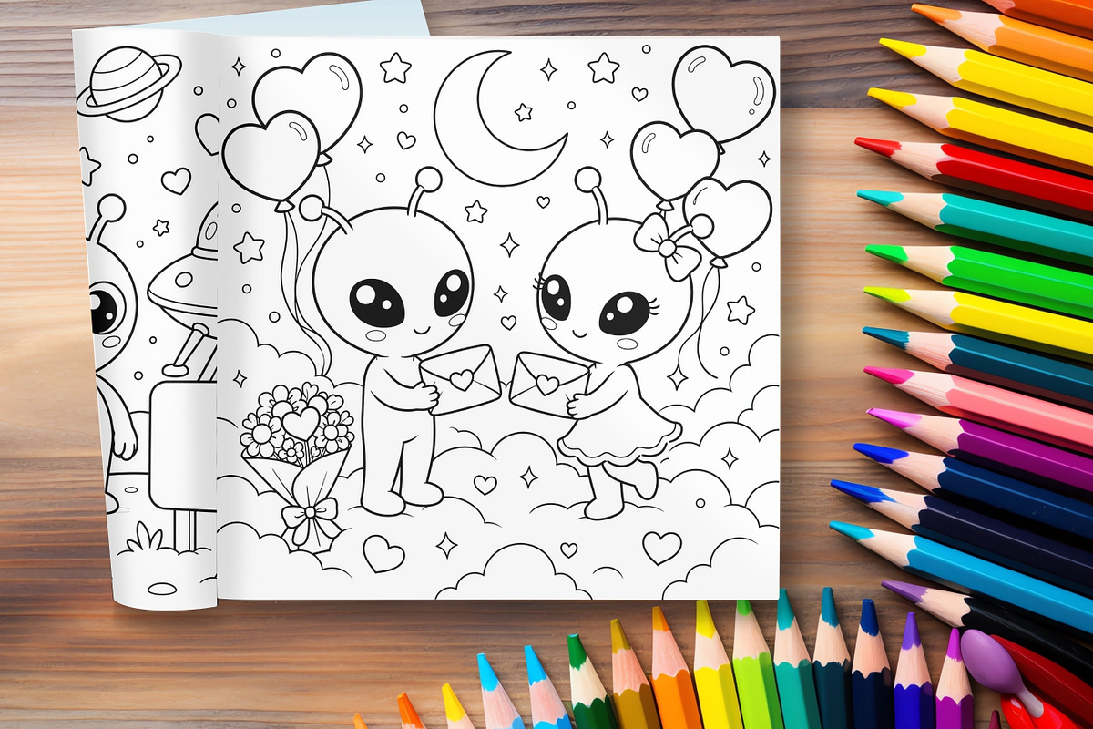 79 Printable Alien Coloring Pages, a Brochure Template by LA Design (Photo 10 of 10)