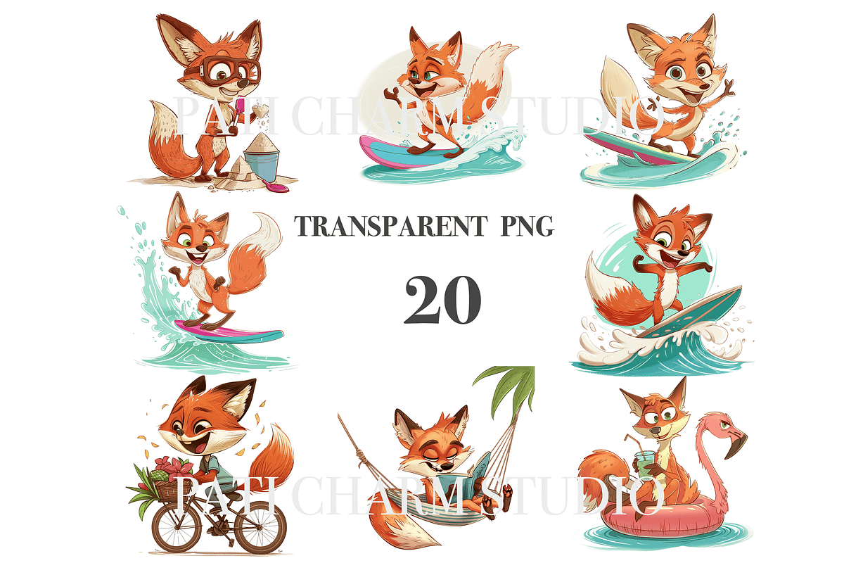 20 Summer Fox Clipart, an Animal Illustration by Pati Charm Studio (Photo 3 of 8)