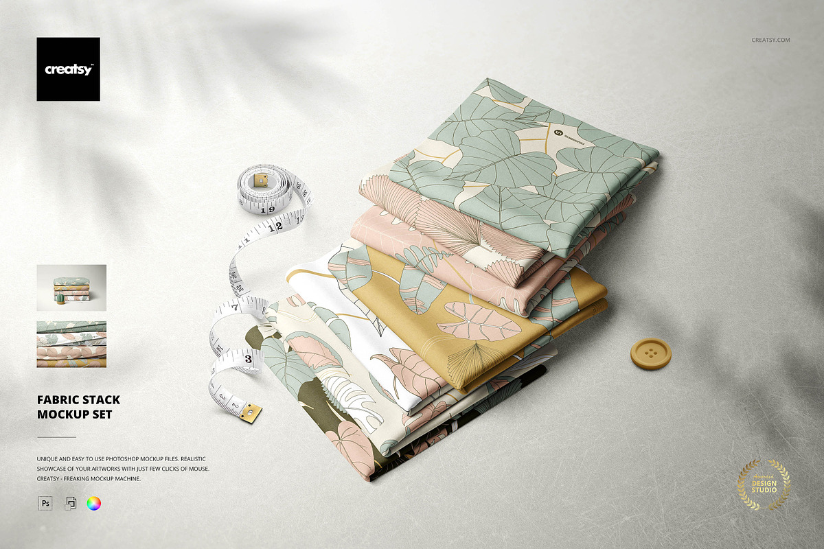 Fabric Stack Mockup Set, a Merchandise Mockup by creatsy2 (Photo 1 of 10)