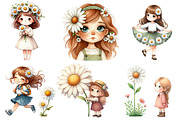 Watercolor Daisy Flower Girl, an Illustration by Designworld (Thumbnail 4 of 5)