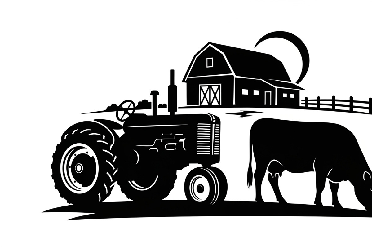 Rustic farm tractor and cow design, an Illustration by Amazin_art (Photo 7 of 30)