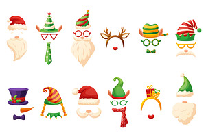Christmas masks. Santa snowman elf, an Illustration by LadadikArt