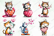 Whimsical Valentine Cat Clipart Bund, an Illustration by Creative Art (Thumbnail 5 of 9)