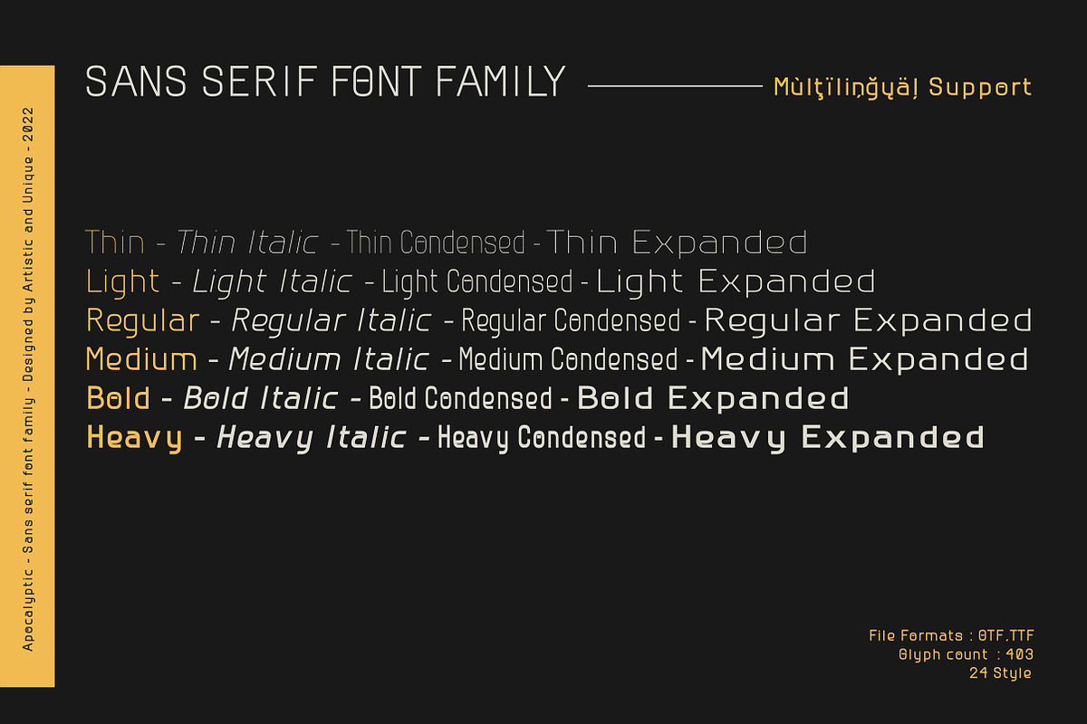 Apocalyptic - Sans Serif Font Family, a Sans Serif Font by Artistic & Unique (Photo 8 of 14)