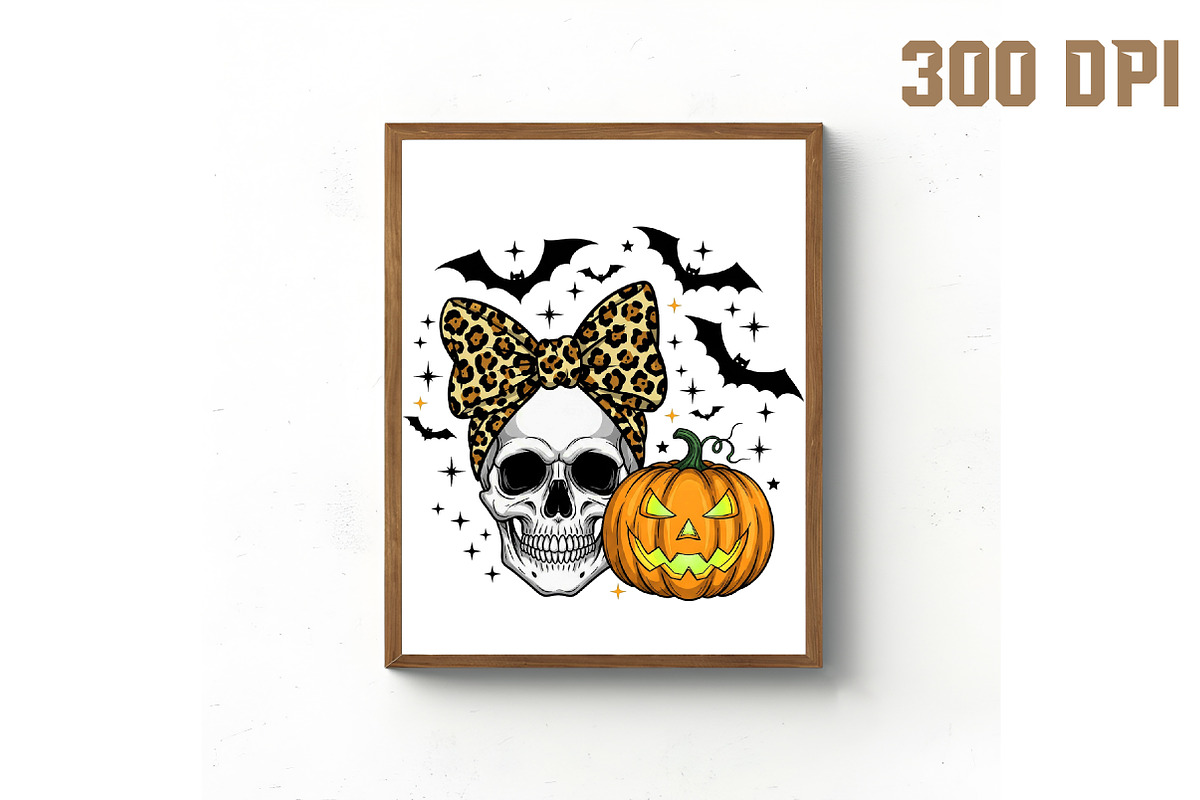 Skull With Bow,Pumpkin Halloween PNG, an Illustration by Libby Wishes (Photo 4 of 6)