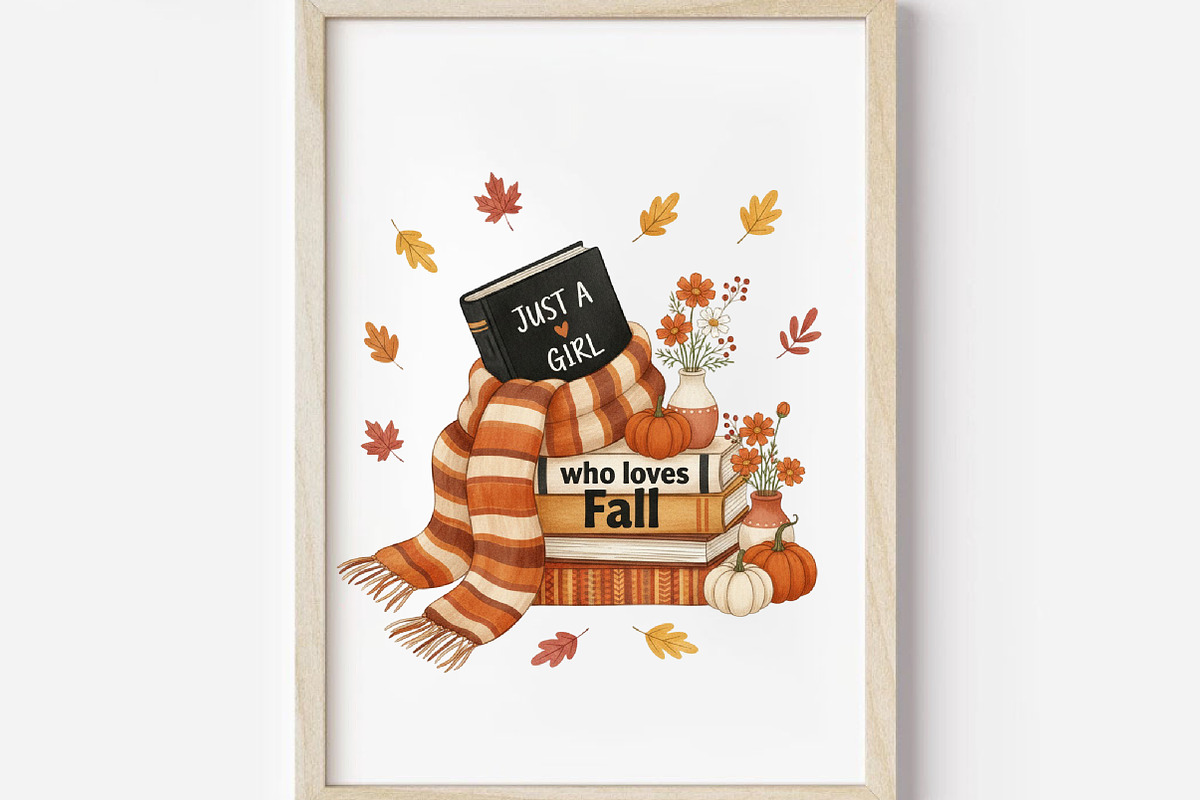 Just a Girl Who Loves Fall, Bookish, an Illustration by DreamArtGraphic (Photo 3 of 5)