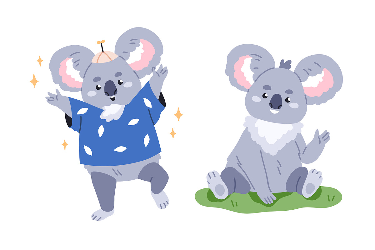 Cute funny koala animals set, an Animal Illustration by Good Studio (Photo 2 of 8)