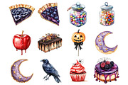 Watercolor Halloween Sweets Clipart, a Seasonal Illustration by CitraGraphics (Thumbnail 4 of 5)