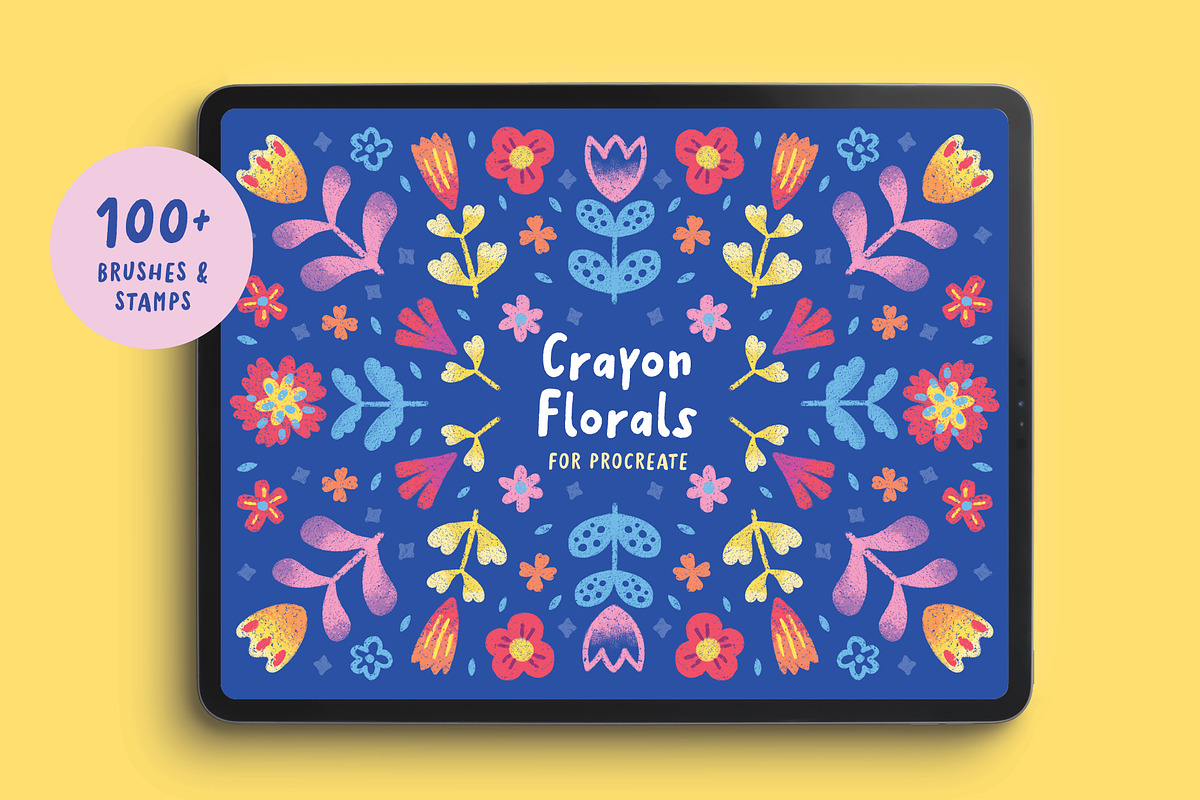 Crayon Florals 113 Procreate Brushes, a Brush Add-On by Pencil Twist (Photo 1 of 10)