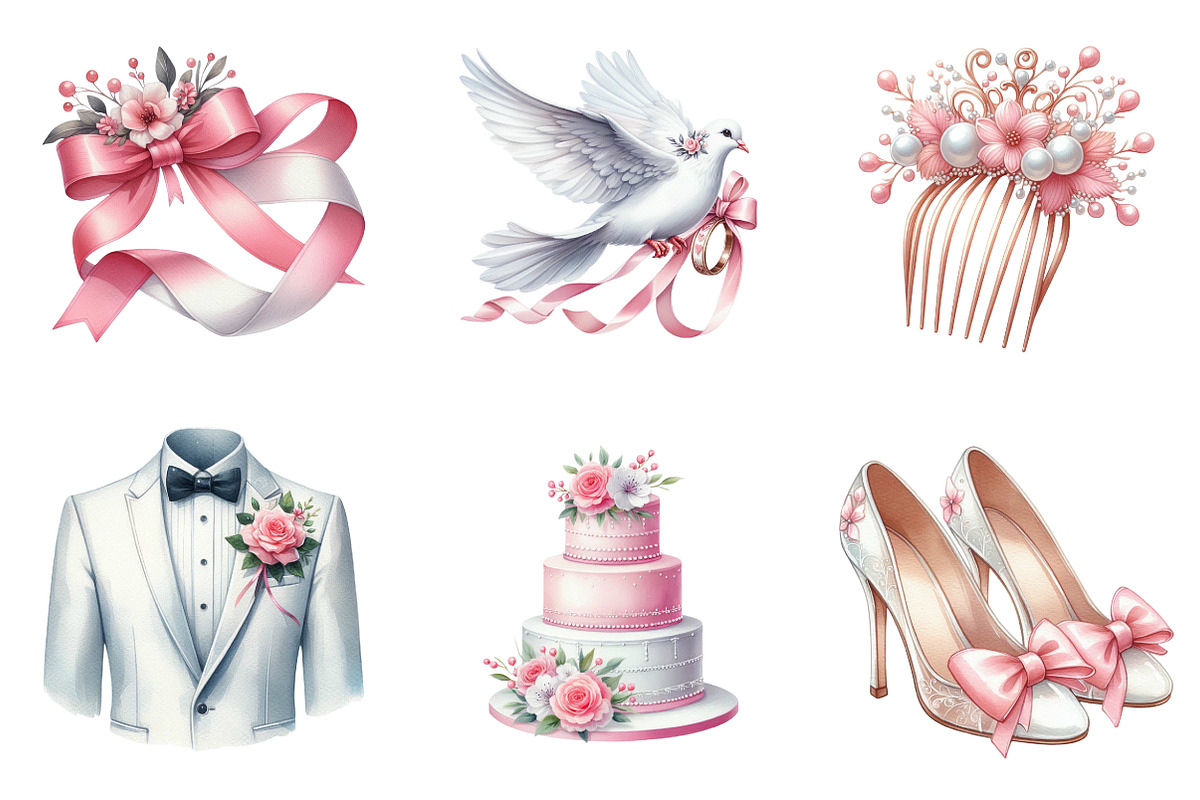 Cute Wedding  Clipart, an Illustration by CreationArt (Photo 3 of 7)