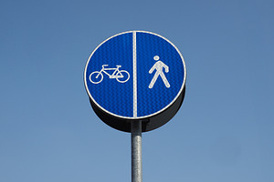 bike and pedestrian lanes sign, a Photo by WorldOfPhotos