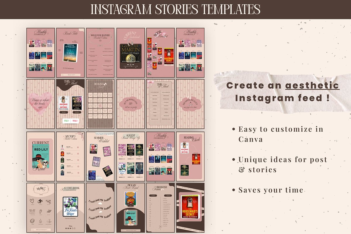 Bookstagram Coquette Template, a Social Media Template by PixelBloomClub (Photo 2 of 8)