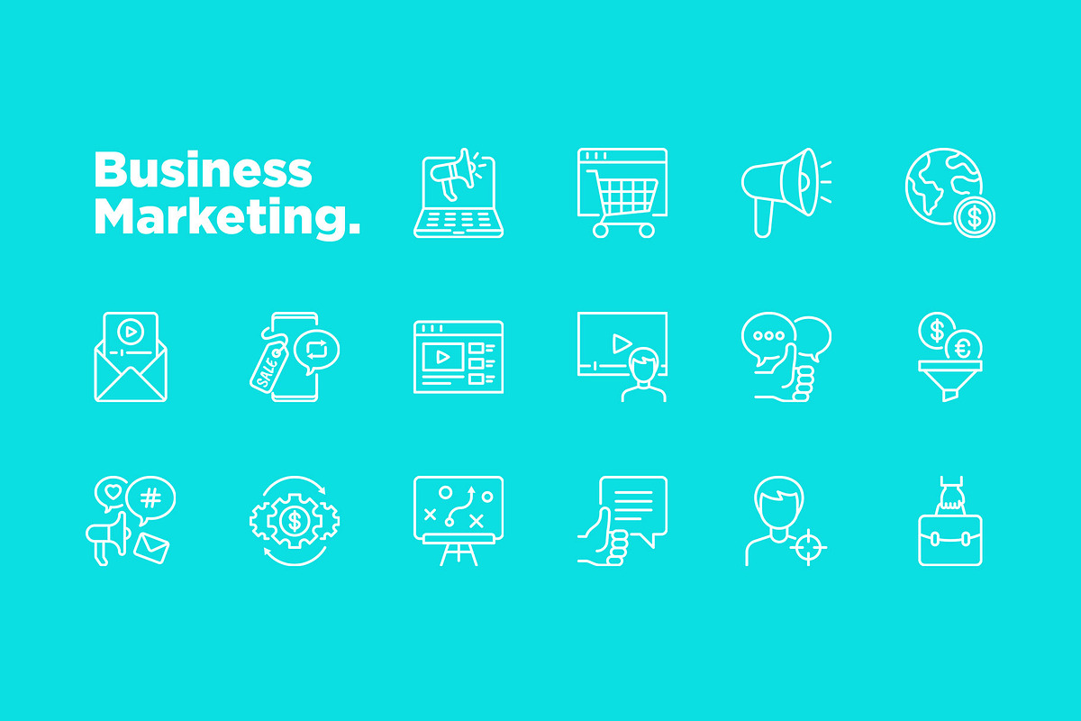 Business Marketing | 16 Icons Set, an Outline Icon by Alex Blogoodf (Photo 6 of 15)