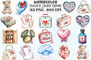 Watercolor Coquette Nurse Clipart, an Illustration by CraftArtStudio