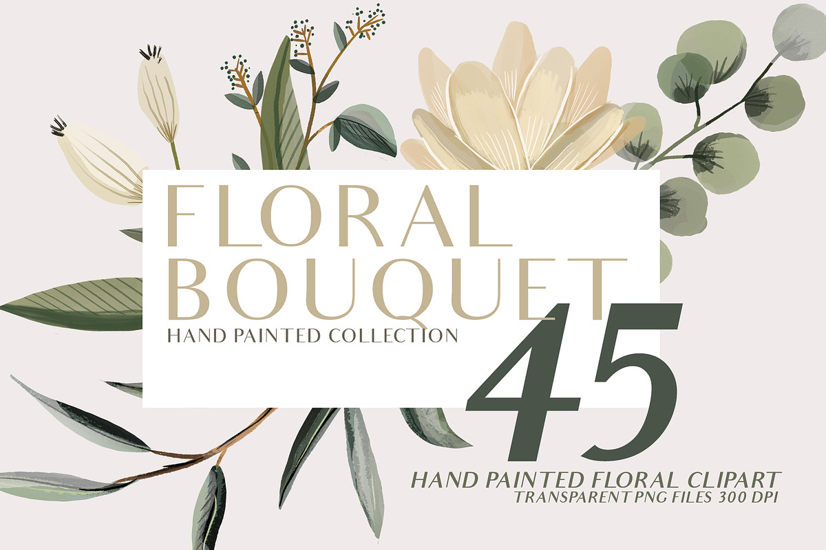 Floral Bouquet hand painted clipart, an Illustration by Cocoa studio by Eliza M (Photo 1 of 6)