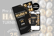 Black Gold Birthday Invitation, an Invitation Template by M9 Design (Thumbnail 2 of 4)