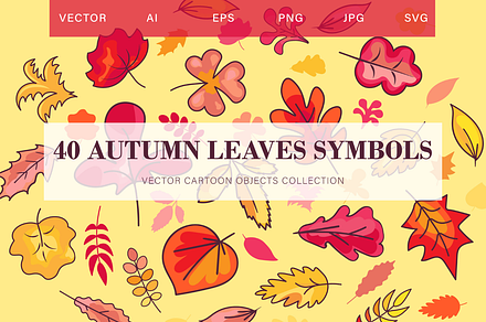 Autumn Leaves Symbols Set, an Outline Icon by barsrsind